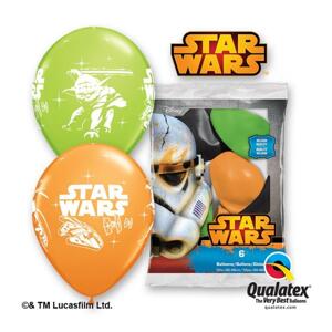 Qualatex Balón QL 12" s potiskem "Darth Vader & Yoda" STAR WARS, pastel speciální mix / 6 ks ST ASORT