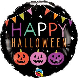 Qualatex Fóliový balónek 18" QL RND "Happy Halloween" (dýně a transparenty)