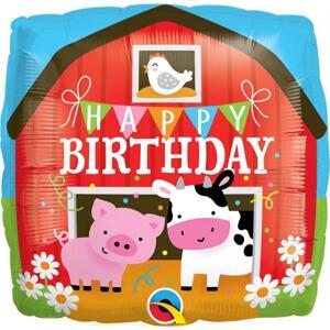 Qualatex Fóliový balónek 18" QL SQR "Happy Birthday - Barn
