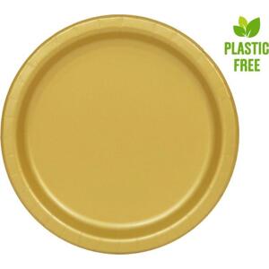 Unique party Papírové talíře, zlaté, 23 cm, 8 ks (bez plastu)