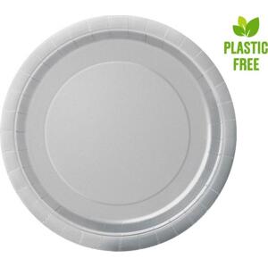 Unique party Papírové talíře, stříbrné, 23 cm, 8 ks (bez plastu)