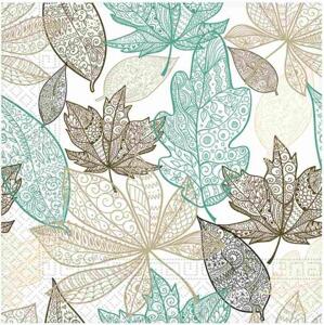 Procos Papírové ubrousky Wide Leaves Decorata o velikosti 33 x 33 cm, 20 ks.