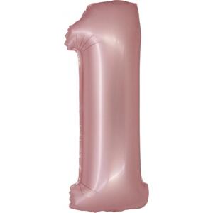 Godan / balloons Chytrý fóliový balónek, číslo 1, matně růžový, 76 cm