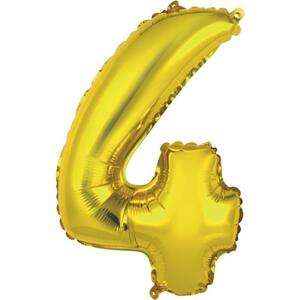 Godan / balloons Fóliový balónek "Number 4", zlatý, 35 cm