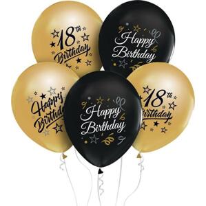 Godan / balloons Balónky Beauty&Charm 12" s potiskem "18", zlaté a černé, 5 ks.