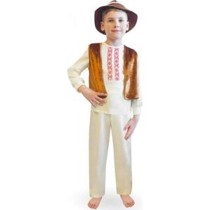 Godan / costumes Pastýřská souprava (halenka, kalhoty, pásek, velurová vesta, klobouk), velikost 110-125 cm