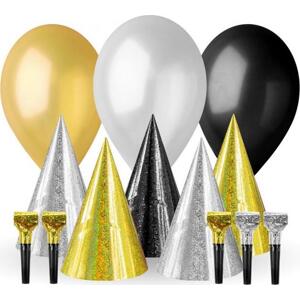 Godan / decorations Sada karnevalových míčů, zlatá, černá a stříbrná, 13 prvků