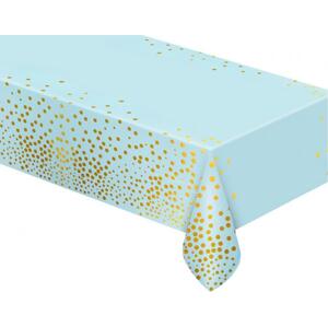 Godan / decorations B&C fóliový ubrus, zlaté puntíky, světle modrá, 137x183 cm