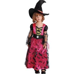 Godan / costumes Dětský kostým Růžová čarodějnice (šaty, klobouk), velikost 92/104 cm, KK