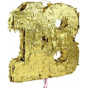 Godan / decorations Piñata číslo "18", metalická zlatá, fólie, 50x40,5x8 cm