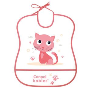 CANPOL babies Plastový bryndák měkký CUTE ANIMALS růžová kočka