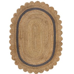 Flair Rugs koberce Kusový koberec Grace Jute Natural/Grey ovál Rozměry koberců: 120x170 ovál