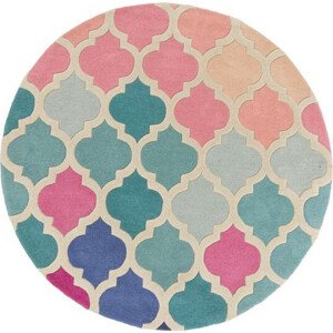 Flair Rugs koberce Ručně všívaný kusový koberec Illusion Rosella Pink/Blue kruh Rozměry koberců: 160x160 (průměr) kruh