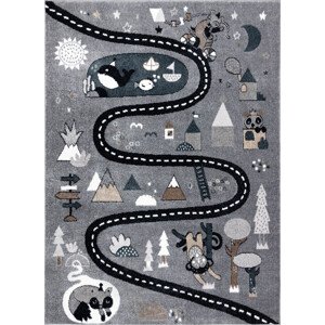 Dywany Łuszczów Dětský kusový koberec Fun Route Street animals grey Rozměry koberců: 80x150