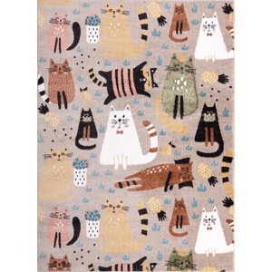 Dywany Łuszczów Dětský kusový koberec Fun Kittens Cats beige Rozměry koberců: 80x150