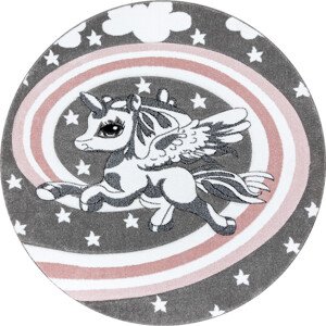 Dywany Łuszczów Dětský kusový koberec Petit Pony grey kruh Rozměry koberců: 140x140 (průměr) kruh