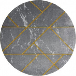 Dywany Łuszczów Kusový koberec Emerald geometric 1012 grey and gold kruh Rozměry koberců: 160x160 (průměr) kruh