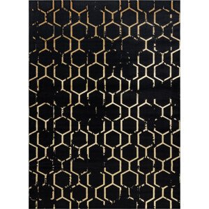 Dywany Łuszczów Kusový koberec Gloss BB407C C72 86 black/gold Rozměry koberců: 120x170