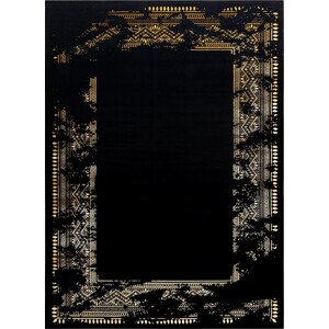 Dywany Łuszczów Kusový koberec Gloss 408C 86 glamour black/gold Rozměry koberců: 80x150