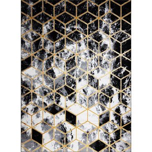 Dywany Łuszczów Kusový koberec Gloss 409A 82 3D cubes black/gold/grey Rozměry koberců: 120x170