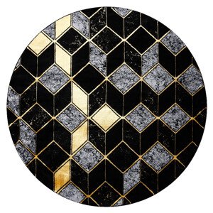 Dywany Łuszczów Kusový koberec Gloss 400B 86 3D geometric black/gold kruh Rozměry koberců: 150x150 (průměr) kruh