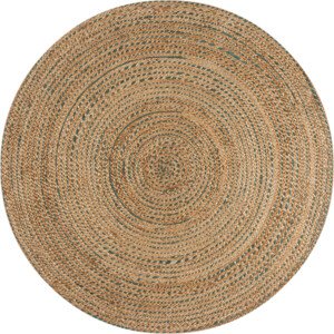 Flair Rugs koberce Kusový koberec Capri Jute Natural/Blue kruh Rozměry koberců: 133x133 (průměr) kruh