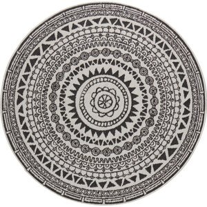 NORTHRUGS - Hanse Home koberce Kusový koberec Twin Supreme 103856 Coron Black/Cream kruh – na ven i na doma Rozměry koberců: 140x140 (průměr) kruh