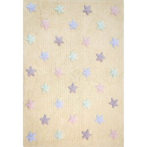 Lorena Canals koberce Pro zvířata: Pratelný koberec Tricolor Stars Vanilla Rozměry koberců: 120x160