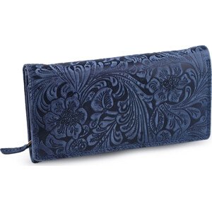 Dámská peněženka kožená s květy Varianta: 23 modrá tmavá, Balení: 1 ks