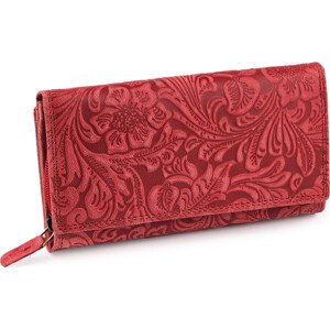 Dámská peněženka kožená s květy Varianta: 25 červená, Balení: 1 ks