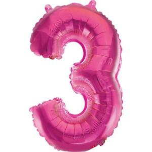 Godan / balloons Fóliový balónek "Číslice 3", růžový, 35 cm KK