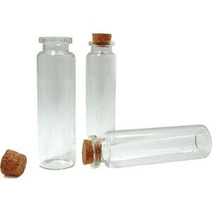 Skleněná lahvička s korkem 20x75 mm Varianta: 1 (20x75) transparent, Balení: 4 lahv.