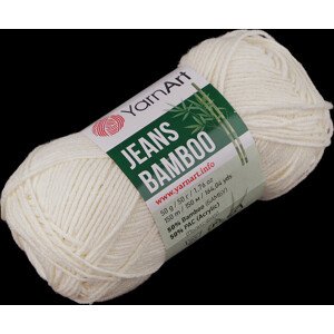 Pletací příze Jeans Bamboo 50 g Varianta: 2 (102) krémová nejsvět., Balení: 1 ks