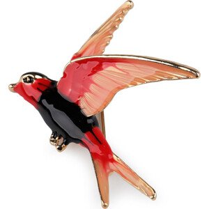 Brož ptáček Varianta: 4 červená rumělka, Balení: 1 ks