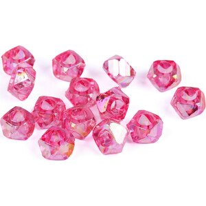 Plastové korálky s velkým průvlekem diamant s AB efektem 8x13 mm Varianta: 4 růžová, Balení: 10 g