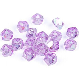Plastové korálky s velkým průvlekem diamant s AB efektem 8x13 mm Varianta: 5 fialová lila, Balení: 10 g