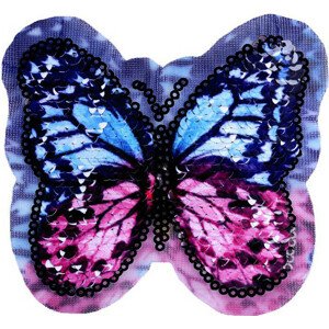 Aplikace motýl s oboustrannými flitry Varianta: 4 fialová světlá modrá, Balení: 1 ks