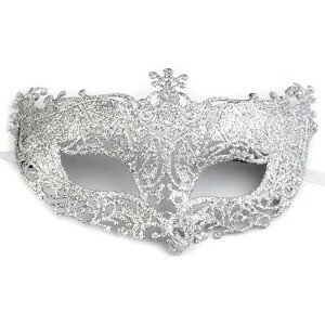Karnevalová maska - škraboška s glitry Varianta: 1 stříbrná, Balení: 1 ks