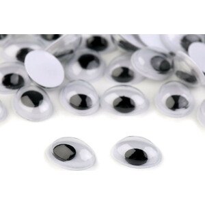 Plastové oči oválné 8x10 mm Varianta: bílo-černá, Balení: 100 ks