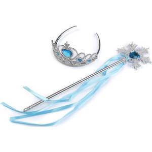 Karnevalová sada / korunka - ledová královna Varianta: 2 modrá azurová, Balení: 1 sada