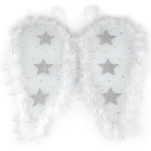 Andělská křídla s peřím a glitrovými hvězdami Varianta: bílá, Balení: 1 ks