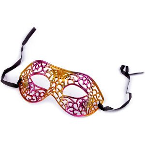 Karnevalová maska - škraboška metalická Varianta: 2 pink zlatá, Balení: 1 ks