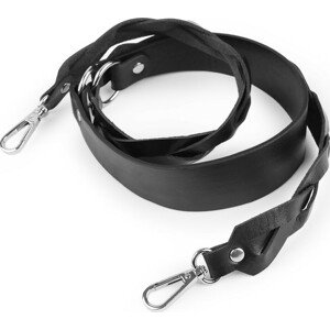 Koženkový popruh / ucho na kabelku s karabinami šíře 2,5-4 cm Varianta: černá nikl, Balení: 1 ks